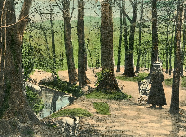 1900 г. Прогулка ребенка с няней в лесопарке Эйленриде, Ганновер