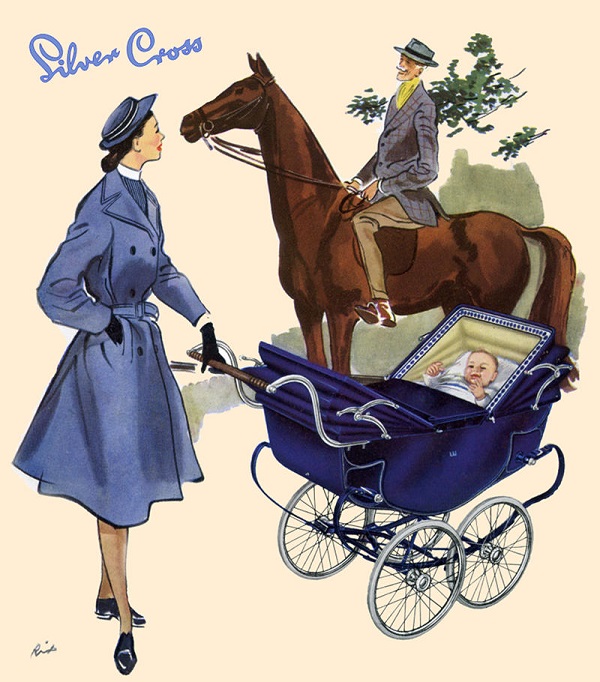 реклама детской коляски 1950-х годов